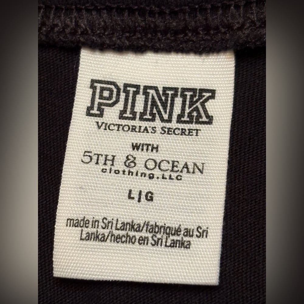 PINK Victoria's Secret VT Black Women's Top with White Accents - Picture 5 of 10